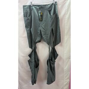 Gilipur Dark Gray Cut Out Layered Avant-Garde Trousers XL PY1318 Streetwear